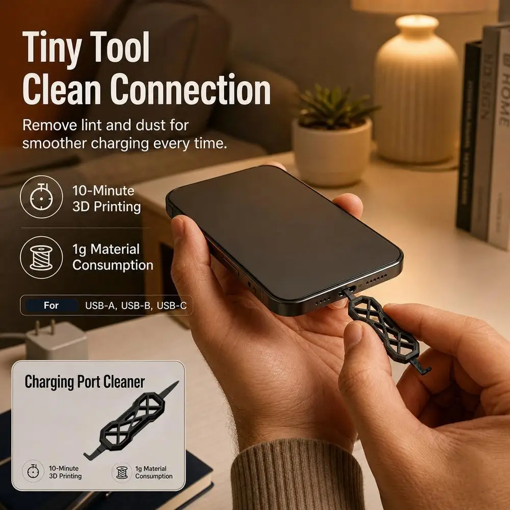 1/10pcs Portable Charging Port Cleaner Precision 2-in-1 Tool for Phone Earbud Dust Removal Tool  ﻿