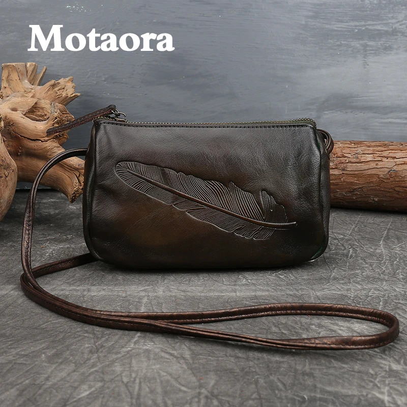 MOTAORA Retro Women\'s Handbag 2024 New Leather Ladies Shoulder Bags Vintage Solid Color Female Messenger Bag Woman\'s Phone Bags