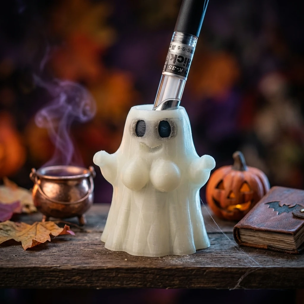 Luminous cute ghost pen holder Halloween weird table decoration funny fluorescent pencil cup makeup brush storage bucket