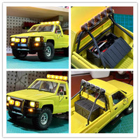 FMS rochobby eazyrc Hilux Pickup 1/18 Scale 4WD Crawler Car Body Rear Bucket Spare wheel rack roll cage front bumper led lights