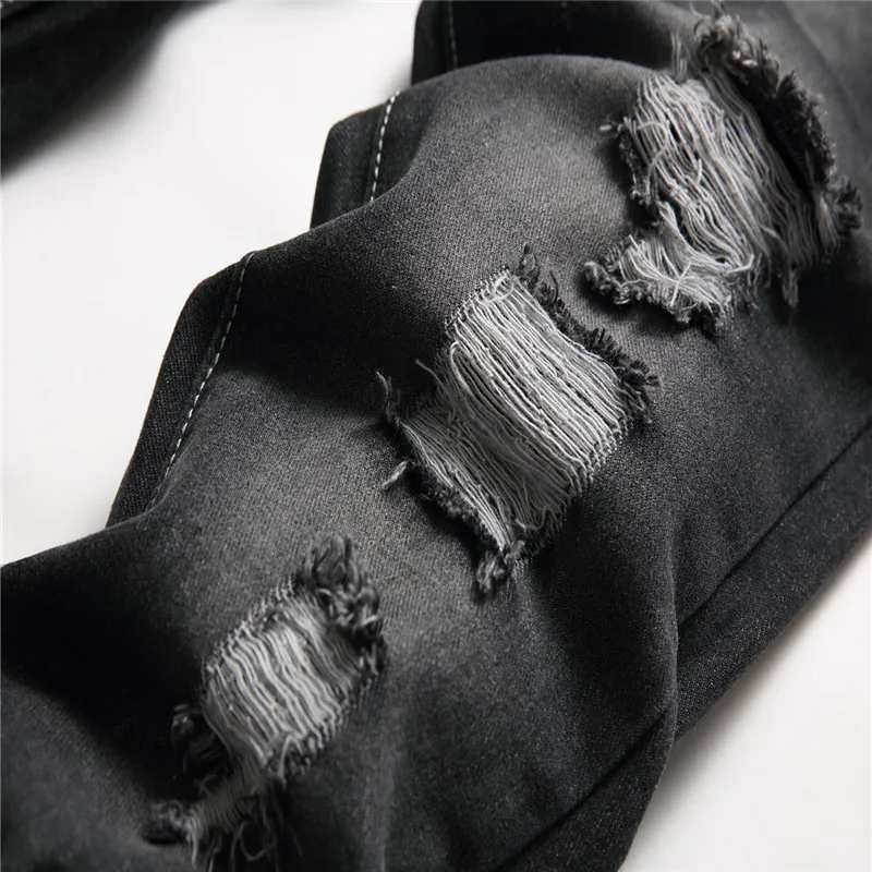 Denims เด็กกางเกงยีนส์กางเกงตรง Ripped Hole กลางเอวล้าง Distressed กระเป๋า Streetwear 2025 เด็กใหญ่กางเกง