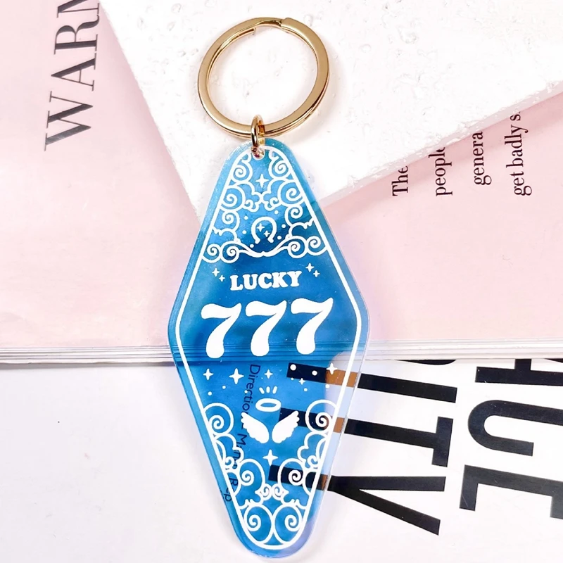 777 444 1111 888 222 Change Colors Numbers Acrylic Hotel Gift KeyChain Keyring Tag Key Chains Hotel Office Fans Custom Logo