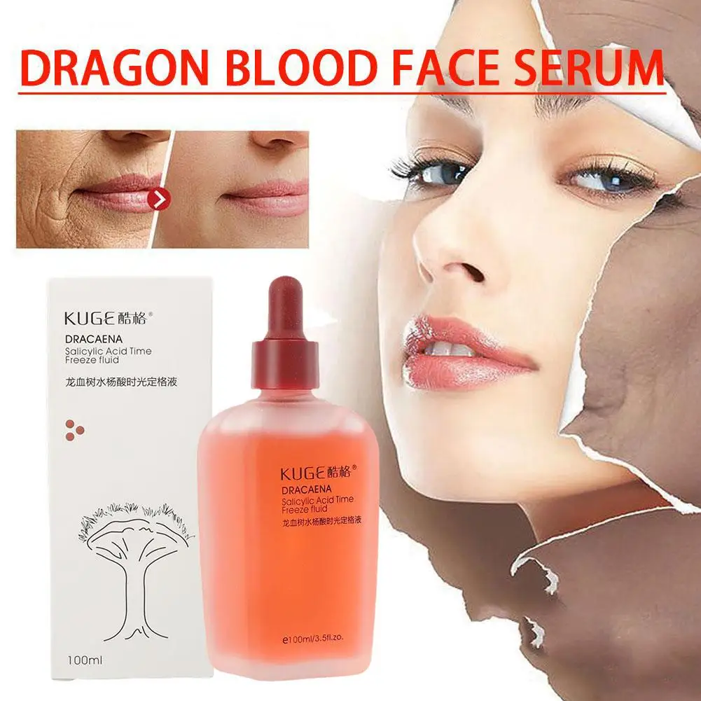 Dragon Blood Time Freeze Fluid antienvejecimiento, suero hidratante para rejuvenecimiento facial, iluminador de 1 piezas, finamente N5P4 tonifica la piel, 100ml