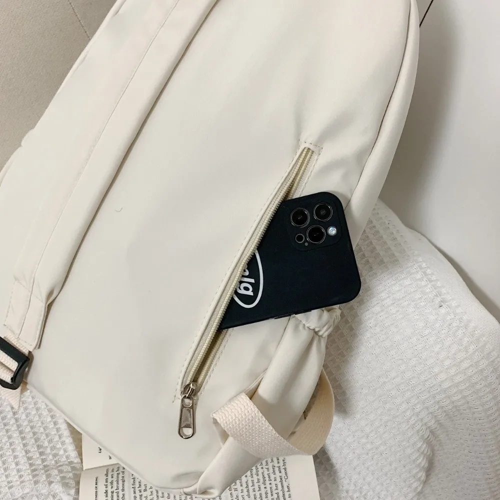 Large-capacity School Backpack Korean Version Zipper College Student Schoolbag Solid Color Simple Style Shopping Rucksacks