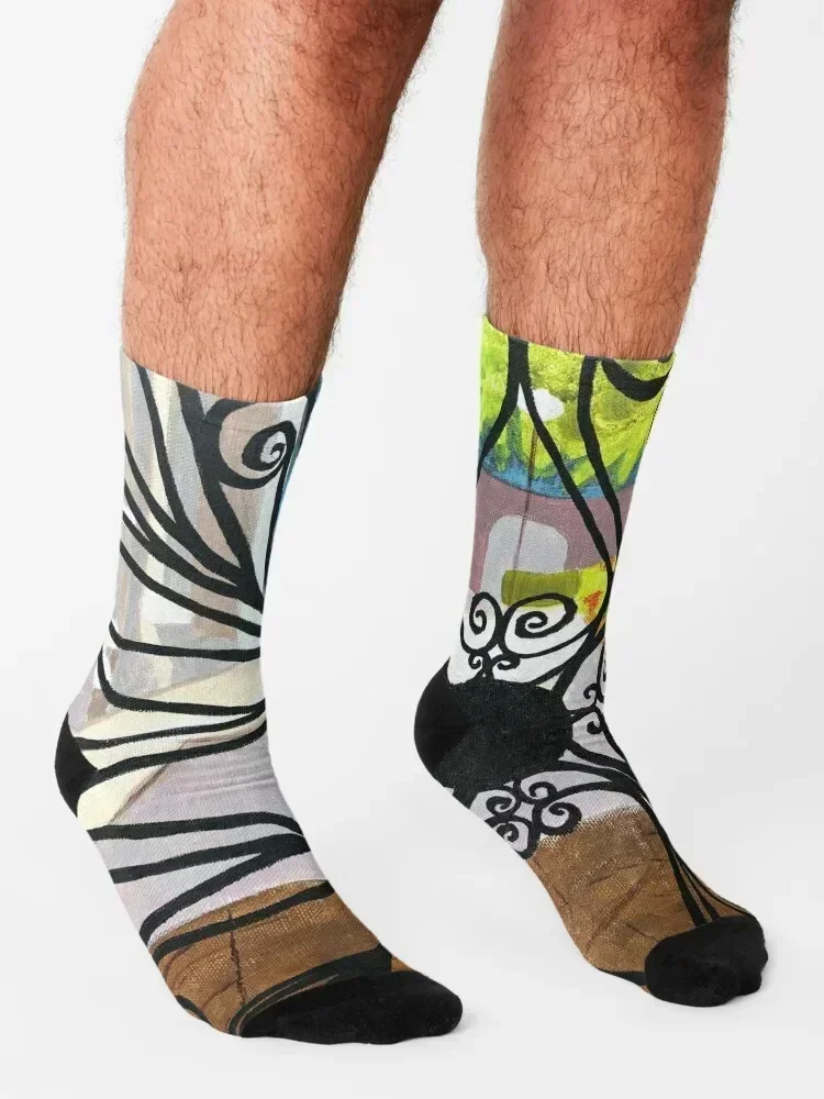 Charleston Iron Gate Painting Socks Hiking boots new year Stockings compression Thermal man winter Boy Child Socks Women's