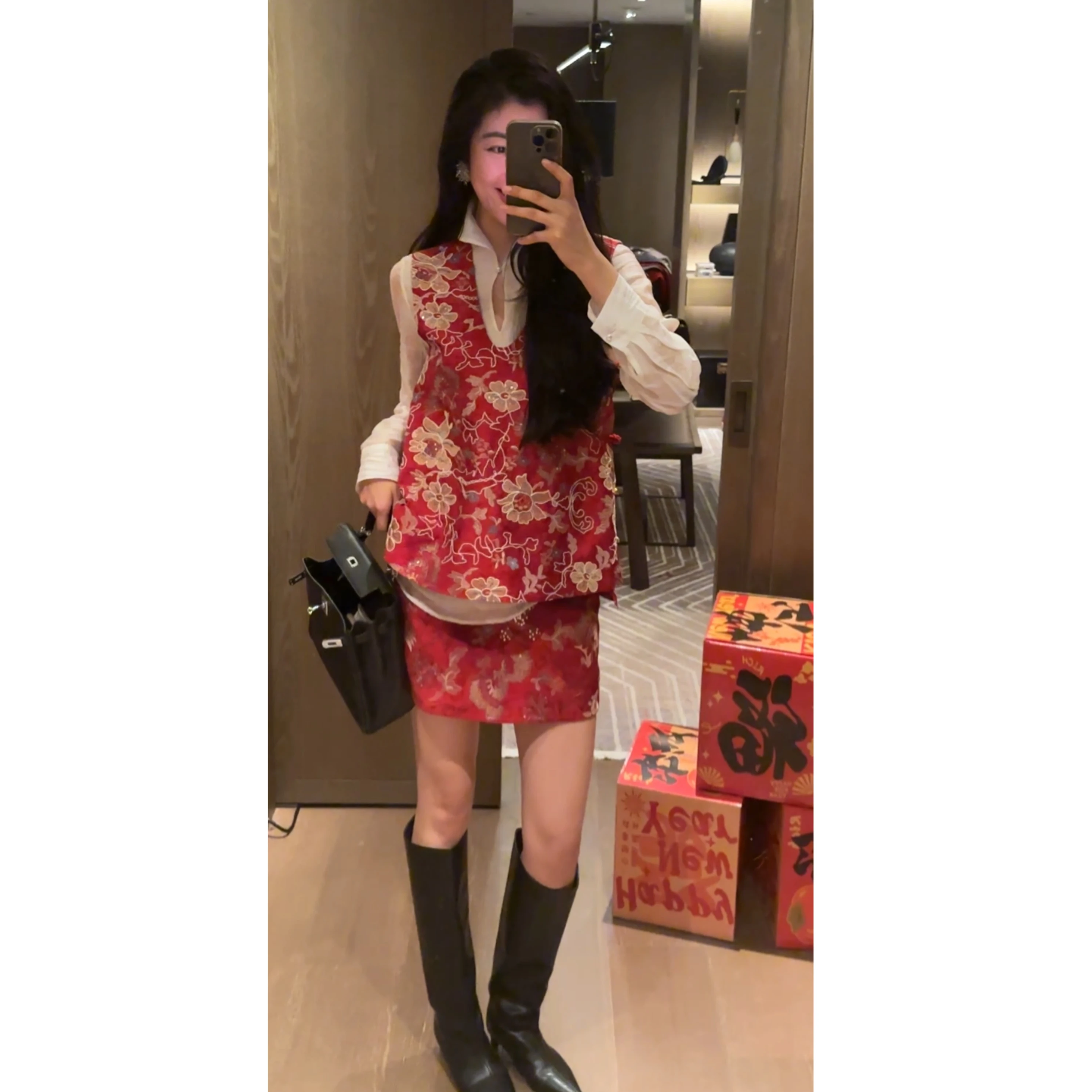 

NCOU Nie Kou Весенний новый модный китайский ретро-комплект: вышитый жилет и юбка, женский этнический традиционный костюм