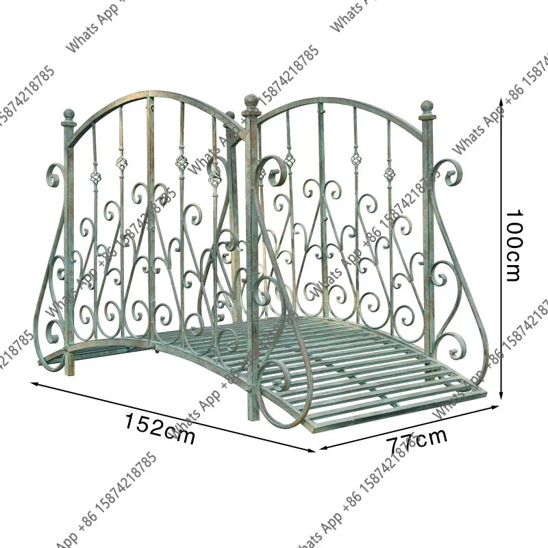 European retro old outdoor wrought iron arch bridge courtyard garden villa small bridge gardening decoration