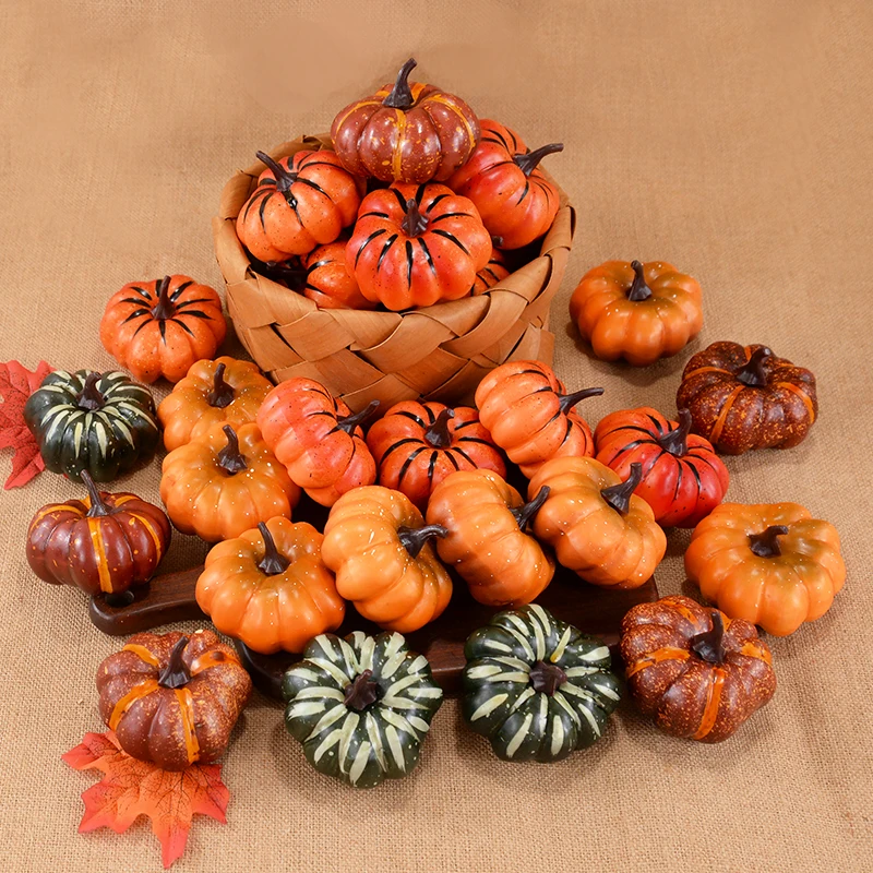 1Pc Mini Simulation Pumpkin Artificial Vegetable Halloween Autumn Decoration for Home Harvest Thanksgiving DIY Craft Supplies