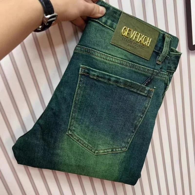 High-End Luxury Vintage Washed Heavy-Duty Slim Fit Jeans for Young Men Resistant to Wear And Tear Casual Straight Leg Trousers