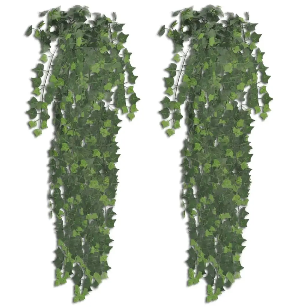 2pcs Green Artificial Ivy Bush - Faux Plant Decor for Home, Garden, Wedding