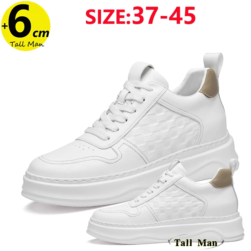 

Спортивная обувь унисекс с лифтом, массивные туфли, увеличивающие рост, 6 см, белые кроссовки для отдыха, большие размеры 37-45