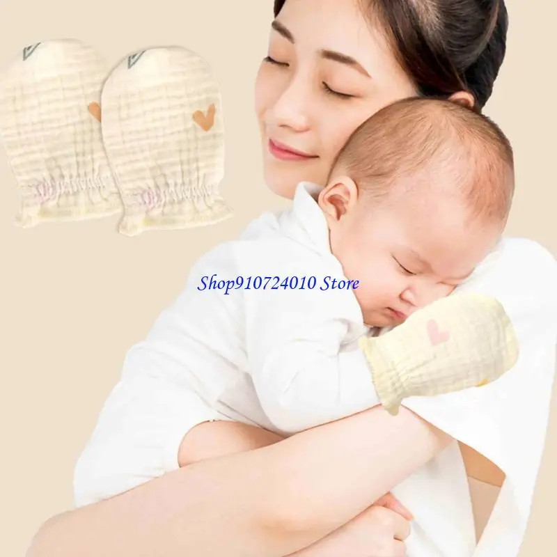 77HD Guanti morbidi per neonati Guanti per neonati lavabili antigraffio in tessuto cotone per protezione della pelle da 0 a 2