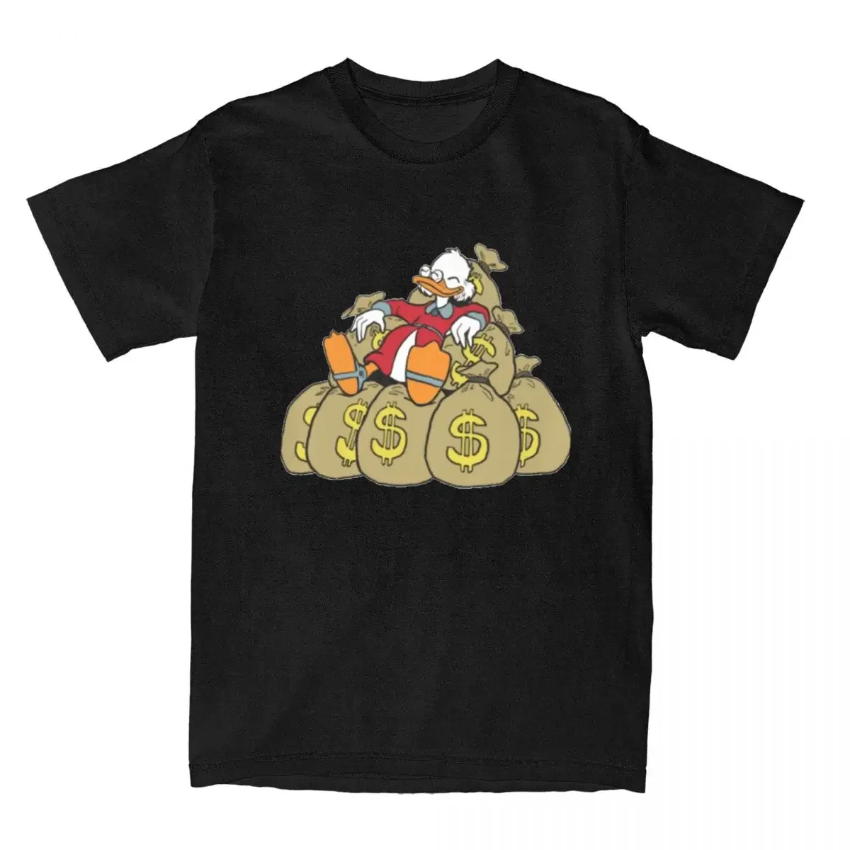 Picsou Art Uncle Scrooge Ducktales T-Shirt for Men Vintage Cotton Tee Shirt Round Neck Short Sleeve T Shirts Plus Size Clothing