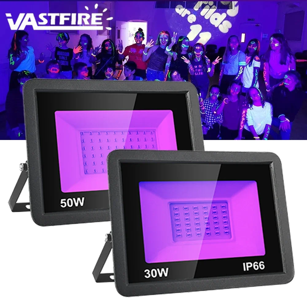 30W LED UV Black Lights Stage 50W 100W Blacklight Ultraviolet Flood Effect Light for Christmas Halloween Xmas Dance Disco Party