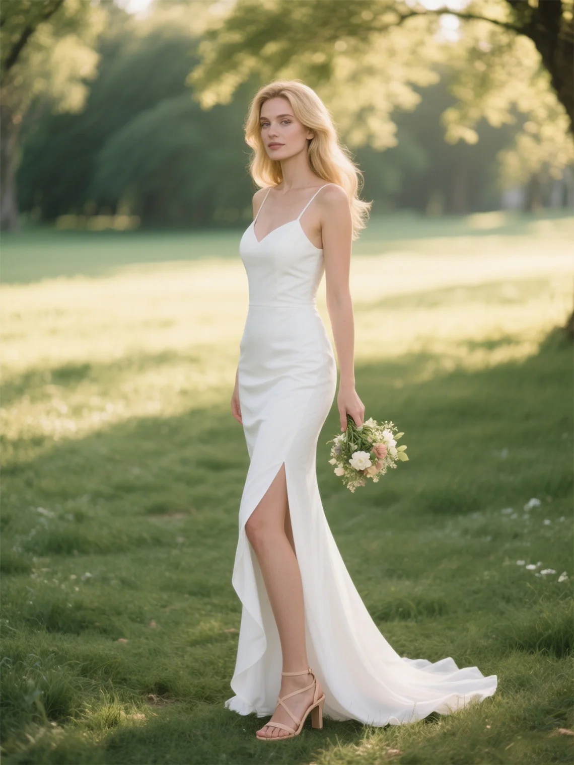 

Elegant Mermaid Wedding Dress Sexy Bridal Gown Sweep Train Spaghetti Strap Chiffon Sleeveless High Split 2025 free customized
