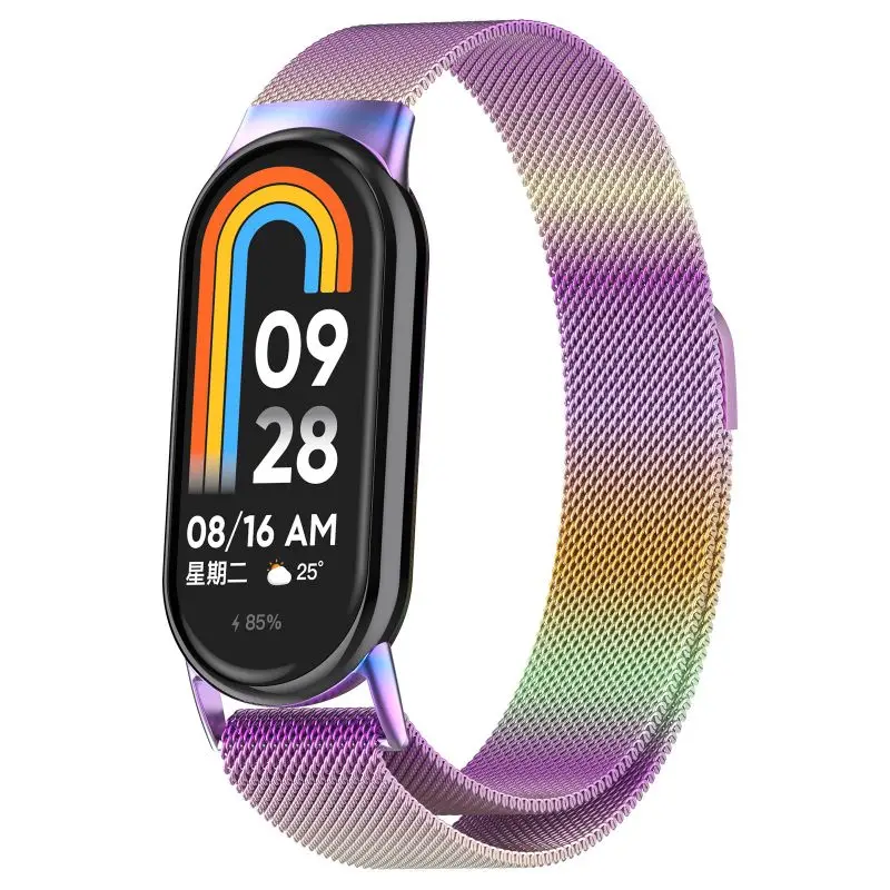 Pulseira de aço inoxidável para xiaomi mi band 9 8 relógio inteligente milanês wirst loop pulseira magnética band9 band8 nfc