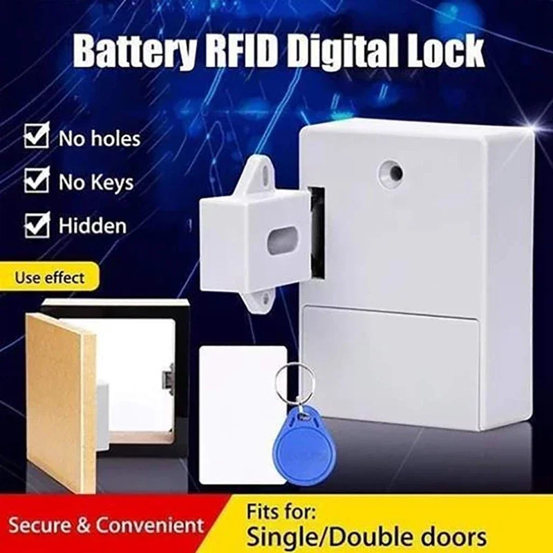 Battery RFID Digital Cabinet Lock Invisible Hidden IC Card Sensor Smart Door Lock Locker Drawer Wardrobe Wooden Door Lock