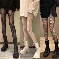 Hollowed Out Lace Mesh Stocking Bottomed Pantyhose Classic Lolita Sexy Tights Japanese Lolita Retro Floral Rattan White Stocking