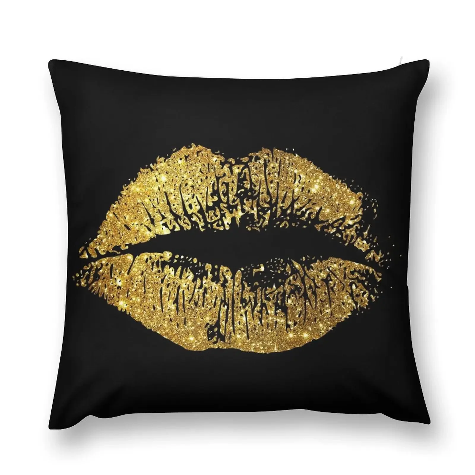 Stylish Gold Glitter Lips Throw Pillow Decorative pillow case Christmas Pillows pillow