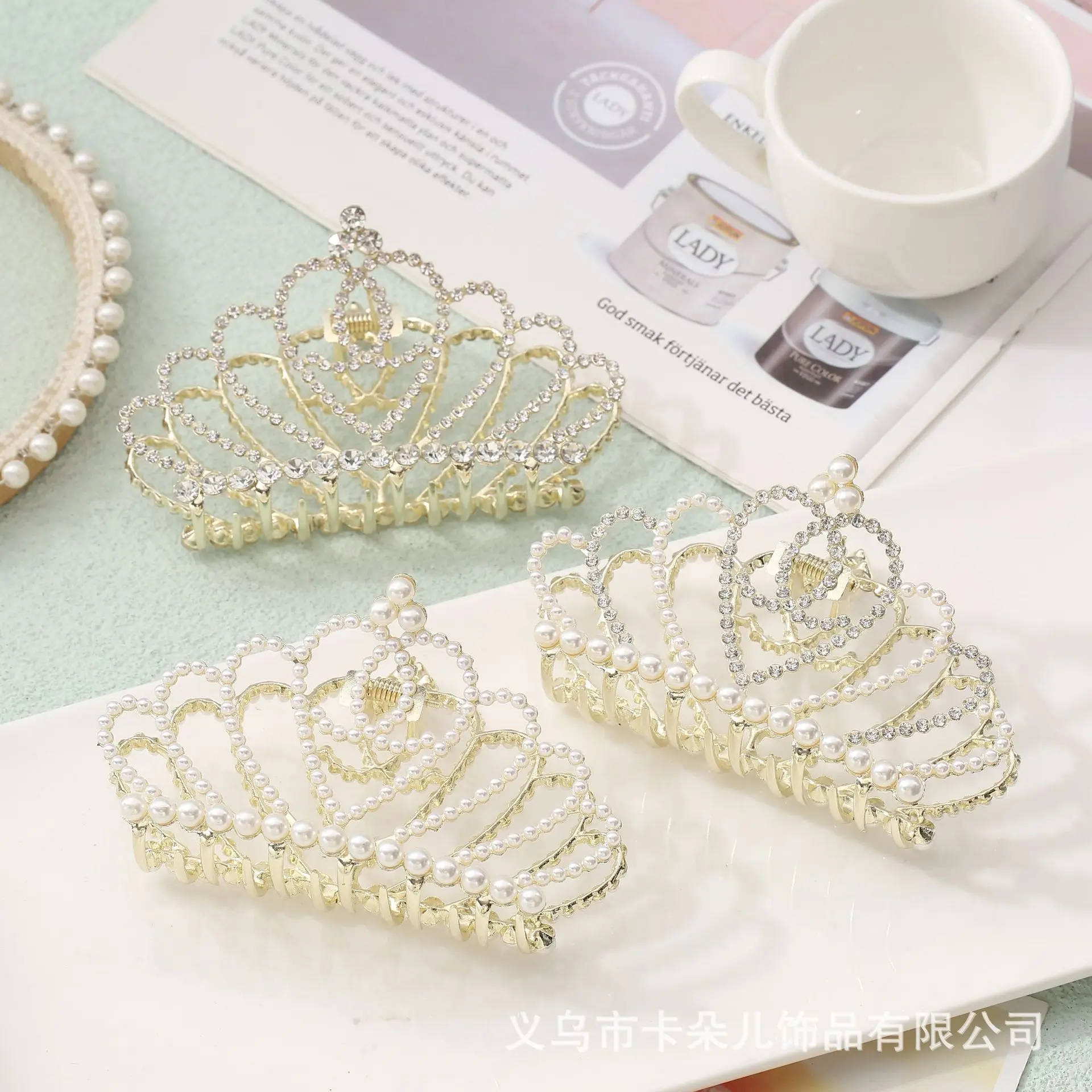 Pearl Crown Hair Accessories Luxury High Quality Fresh Water Pearl Metal Hair Clamps Hair Crabs Headdress Ponytail Clips Tiaras