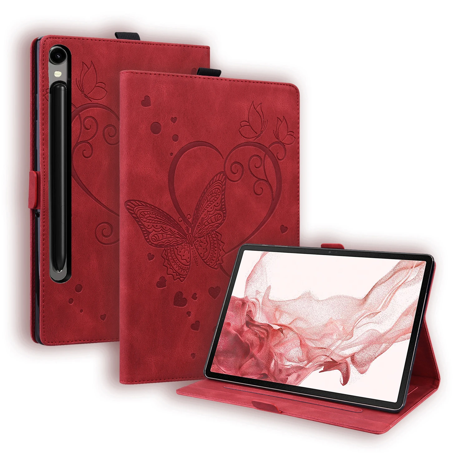 

Leather Case For Samsung Galaxy Tab S11 / S10 Lite / S10 FE / S9 / S8 / S7 , Imprinted Butterfly Tablet Cover Stand Ca