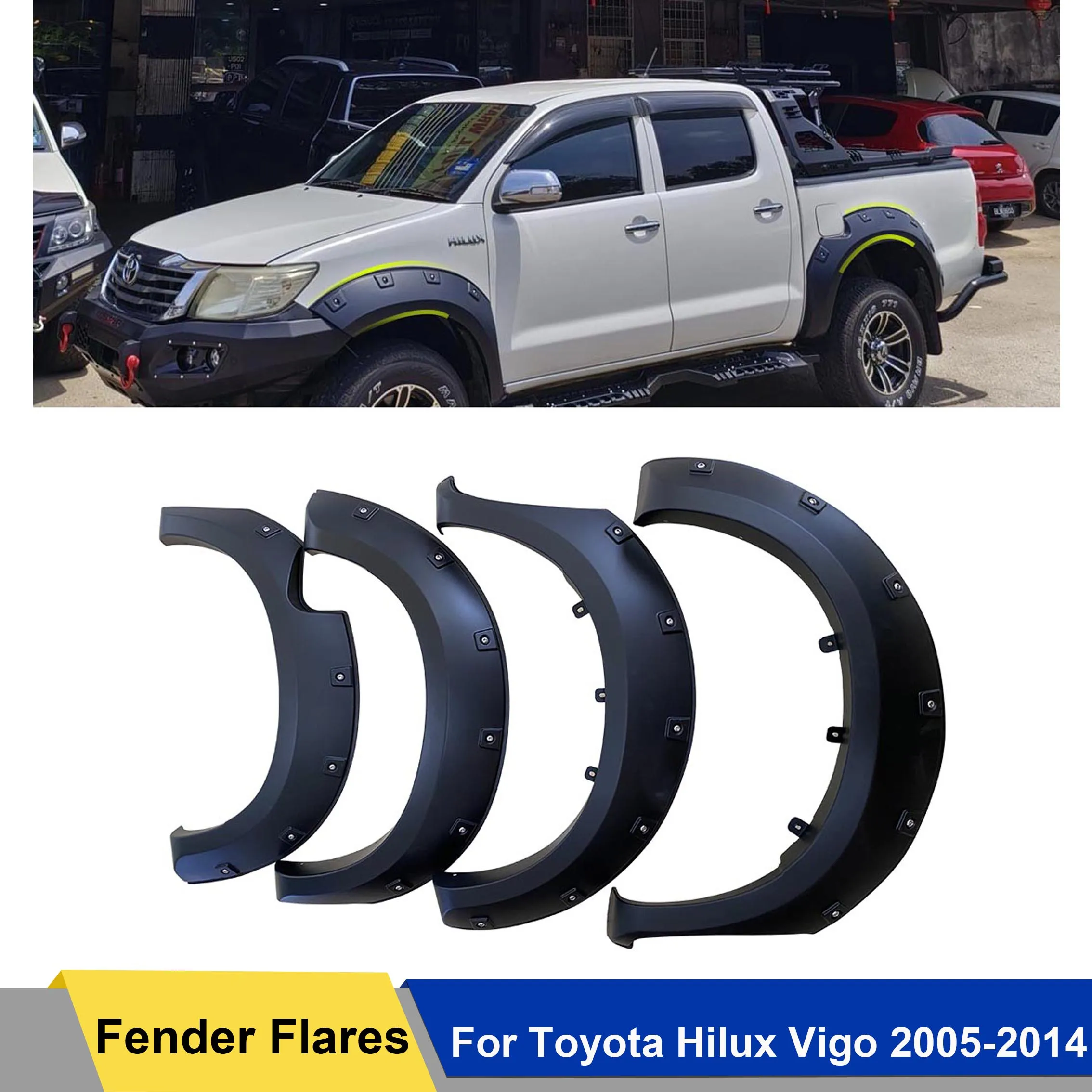 Fender Flares Wheel Arch Mudguards for Toyota Hilux Vigo 2005 2006 2007 2008 2009 2010 2011 2012 2013 2014 Double Cabin