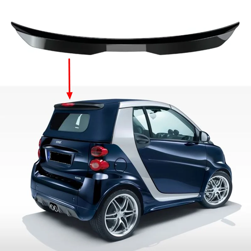 Für Benz Smart Fortwo 451 Heckklappen-Dachspoiler Flügel ABS-Kunststoff Schwarz Exterieur Karosserie-Kit Zubehör