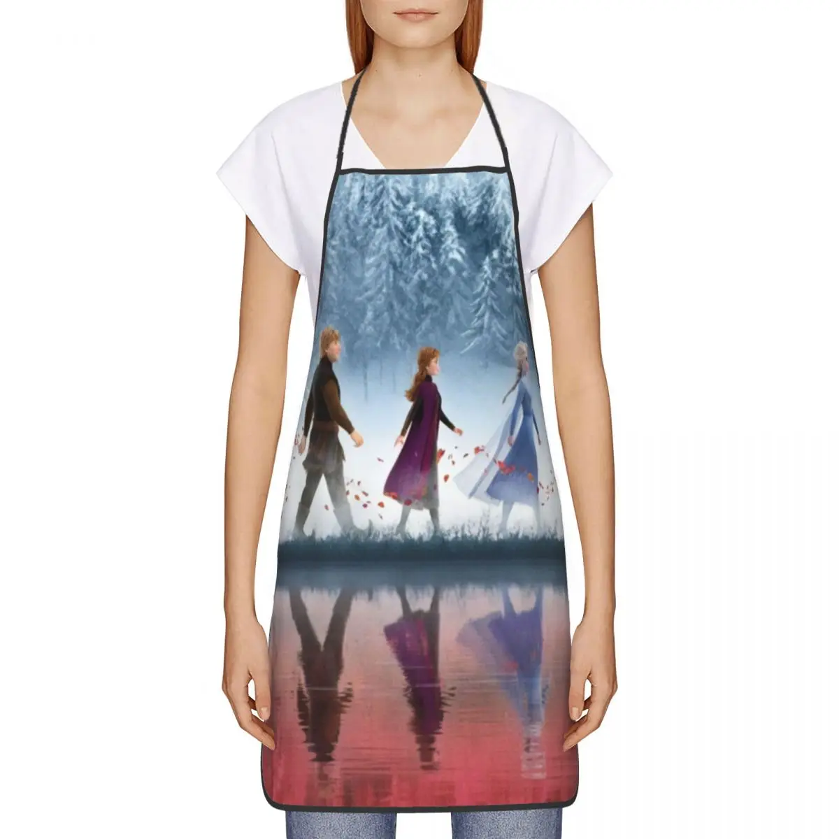 Custom Unisex Animated Movie Frozen Apron Adult Women Men Chef Tablier Cuisine for Cooking Kitchen Elsa Anna Princess Painting