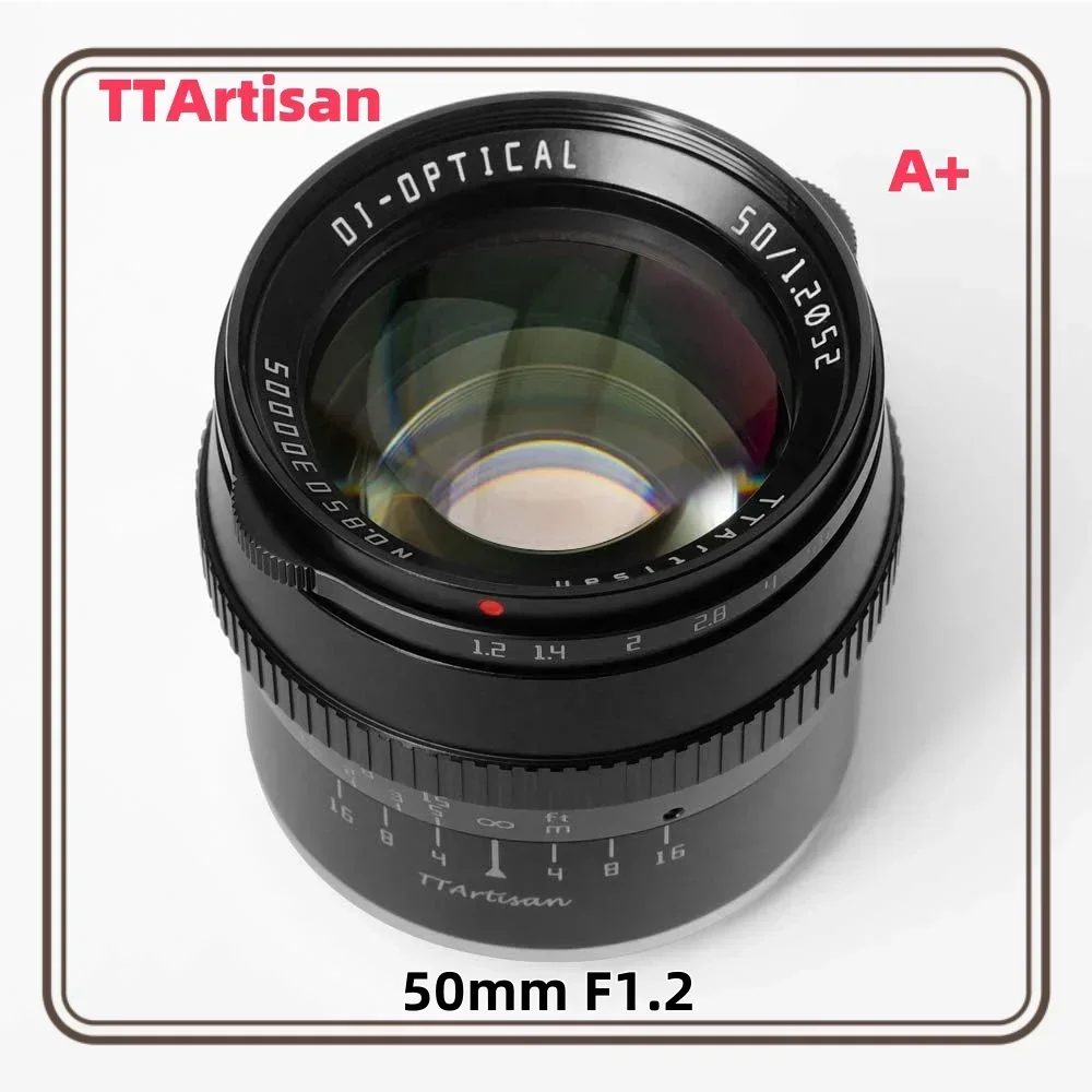 TTArtisan 50mm F1.2 APS-C Manual Focus Lens for Sony E FUJIfilm X Canon M Nikon Z Panasonic Olympus M43 Mount Large Aperture