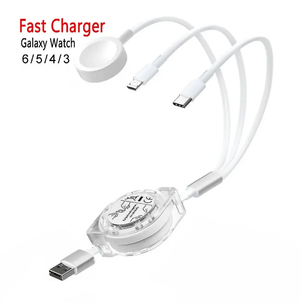 

Multi USB Fast Watch Charger Cable for Samsung Galaxy Watch 6 5 Pro/4 3/Active 2 for S23/S22/S20 Type-C Phone & Micro USB Device