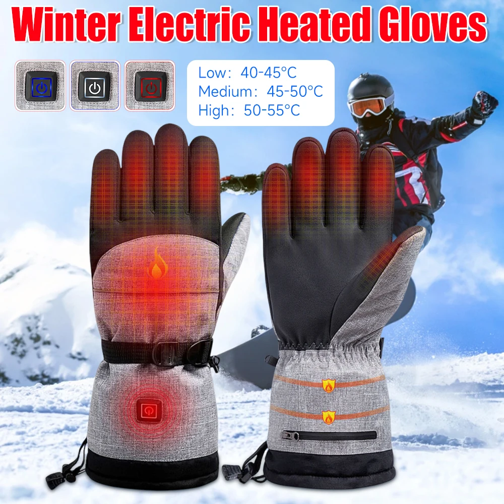 

Men Electric Heated Skiing Gloves Smart Electrical Winter Warm with Battery Case Gloves Rechargeable Electric Heated Equipment