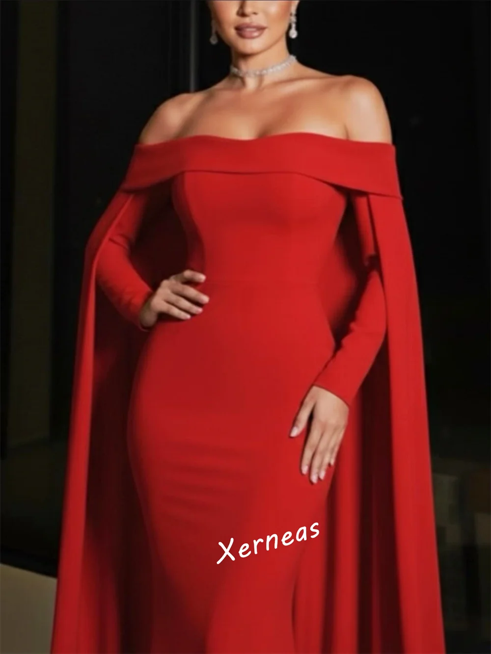 Abiti lunghi a sirena con scialle lungo classico personalizzato con spalle scoperte Abito da sera da donna Occasioni su misura Festa elegante