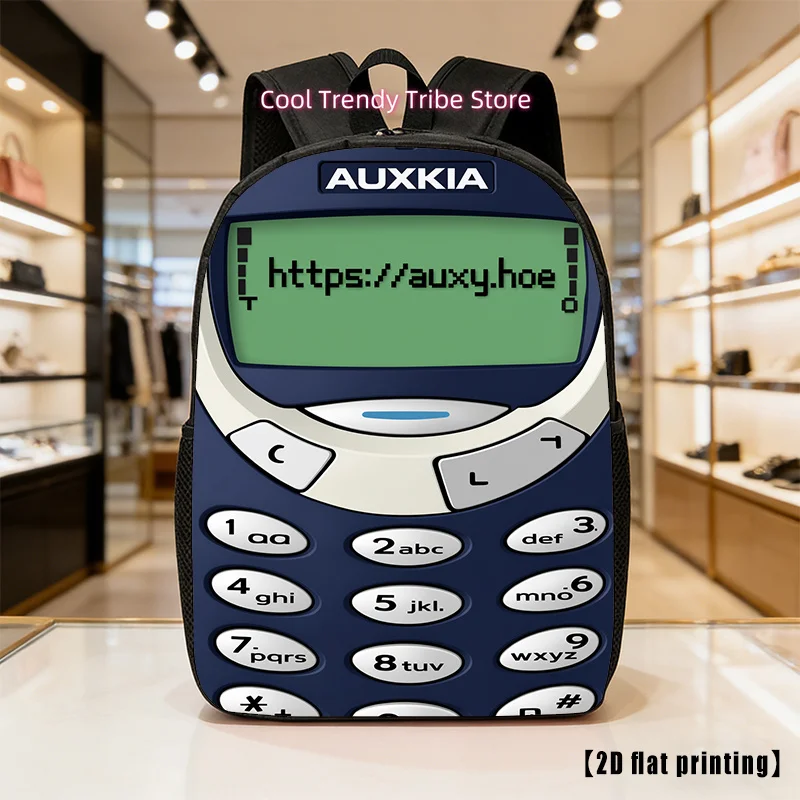 Retro Keypad Phone, Lightweight, Large-capacity Unisex Backpack with Adjustable Shoulder Straps, Side Pockets, Suitable for Casu
