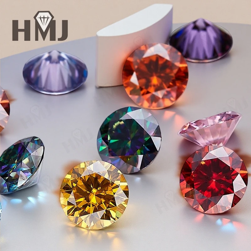 

Lab Grown Moissanite Plated Color Round Cut Colored Advanced Jewelry Rings Earrings Making Beads Diy Gift Accessories Charms