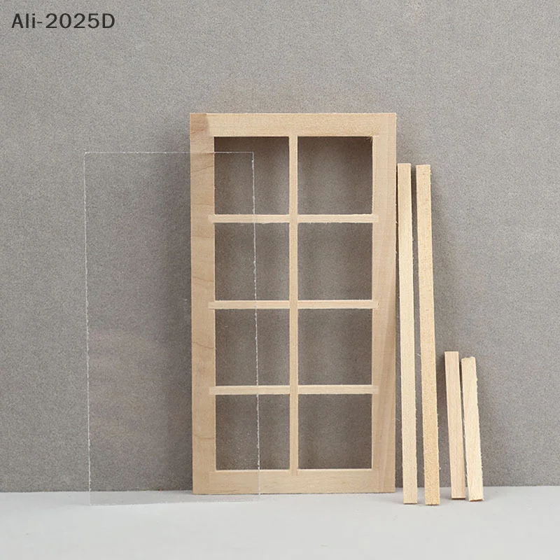 

1 Piece DIY Handmade Material 1:12 Wood Dollhouse 8-grid Window Unpainted Furniture Supplies Miniature Kids Toy