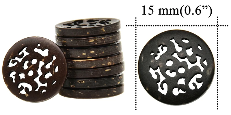 30 Teile/los Größe 15mm Natürliche Farbe Runde Laser Coconut Shell Tasten Handwerk Nähen Scrapbooking Holz Für Kinder Kleidung Handmade – Detail 9