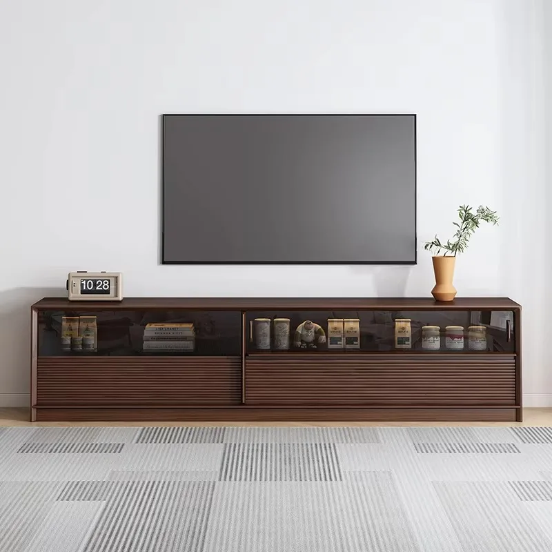 Shelves Wooden Big Tv Stand Universal Drawers Minimalist Nordic Tv Stand Modern Retro Walnut Mueble Para Televisor Furniture