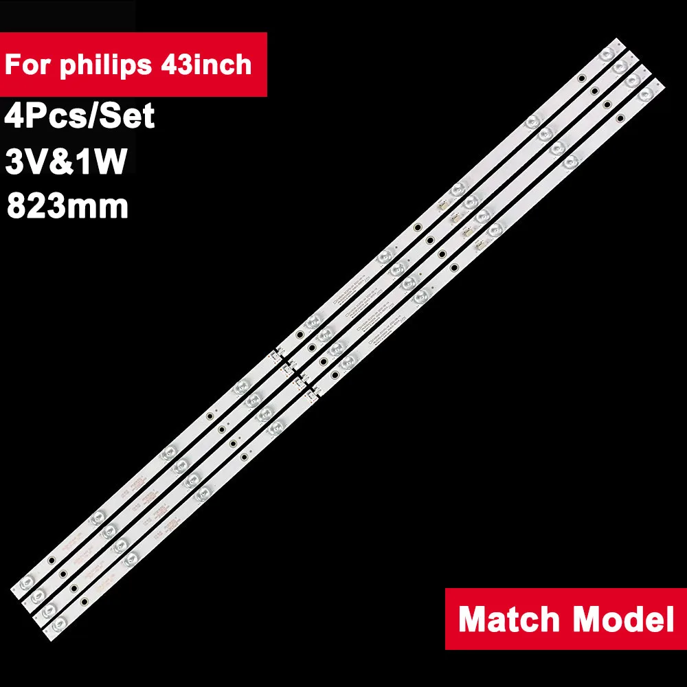 

4pcs LED TV Backlight Strips For Philips 43inch LED43GC 4X9 GC43D09-ZC23FG-01 43PFF5021 43PFF5011 T4312M LD43V22S DLED43GC4X9