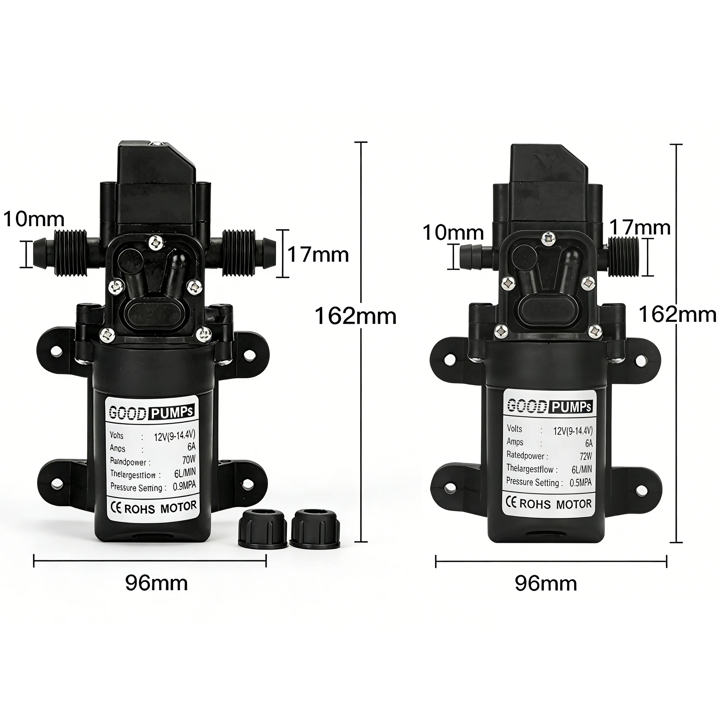 Dc 12V 120PSI 60W 5L/Min Hochdruck Membranpumpe Mini Elektrische selbstansaugende Pumpe Wasser Waschmaschine Pestizid Spritzen – Detail 2