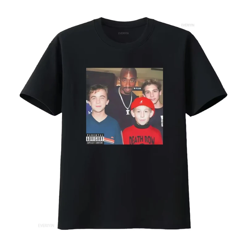 Death Row Retro Top Malcolm in the Middle 2 Pac T-shirt for daily wear, elastic and comfortable, neutral and casual