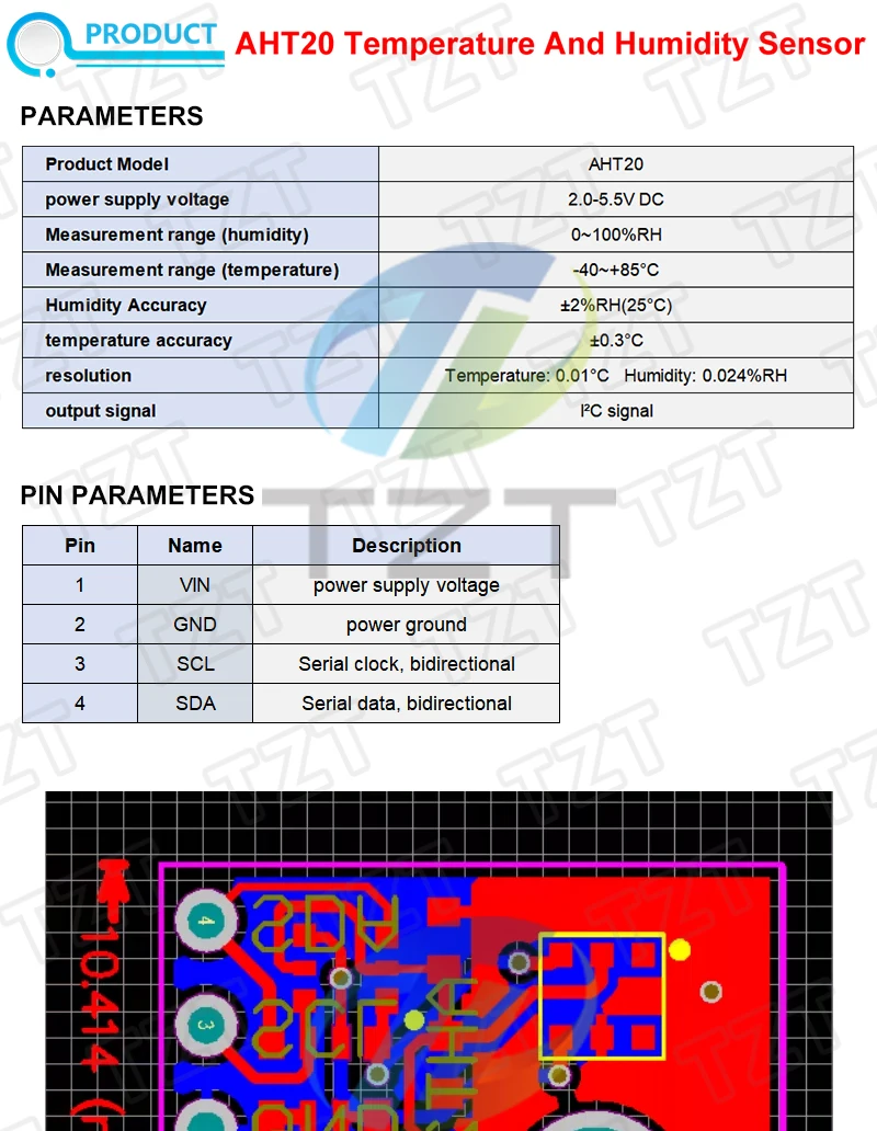 AHT10 AHT15 AHT20 AHT21B AHT25 AHT30 Hochpräzises digitales Temperatur- und Feuchtigkeitssensor-Messmodul mit I2C-Kommunikation – Detail 3