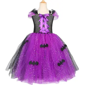 Halloween Purple Tutu -Rock, Schachweste gestreifter Teile, Kuchenrock, Hexenkleid, Mädchen spielt, leuchtende Farbe LED 10 Hauptverkaufsrock lila - №9