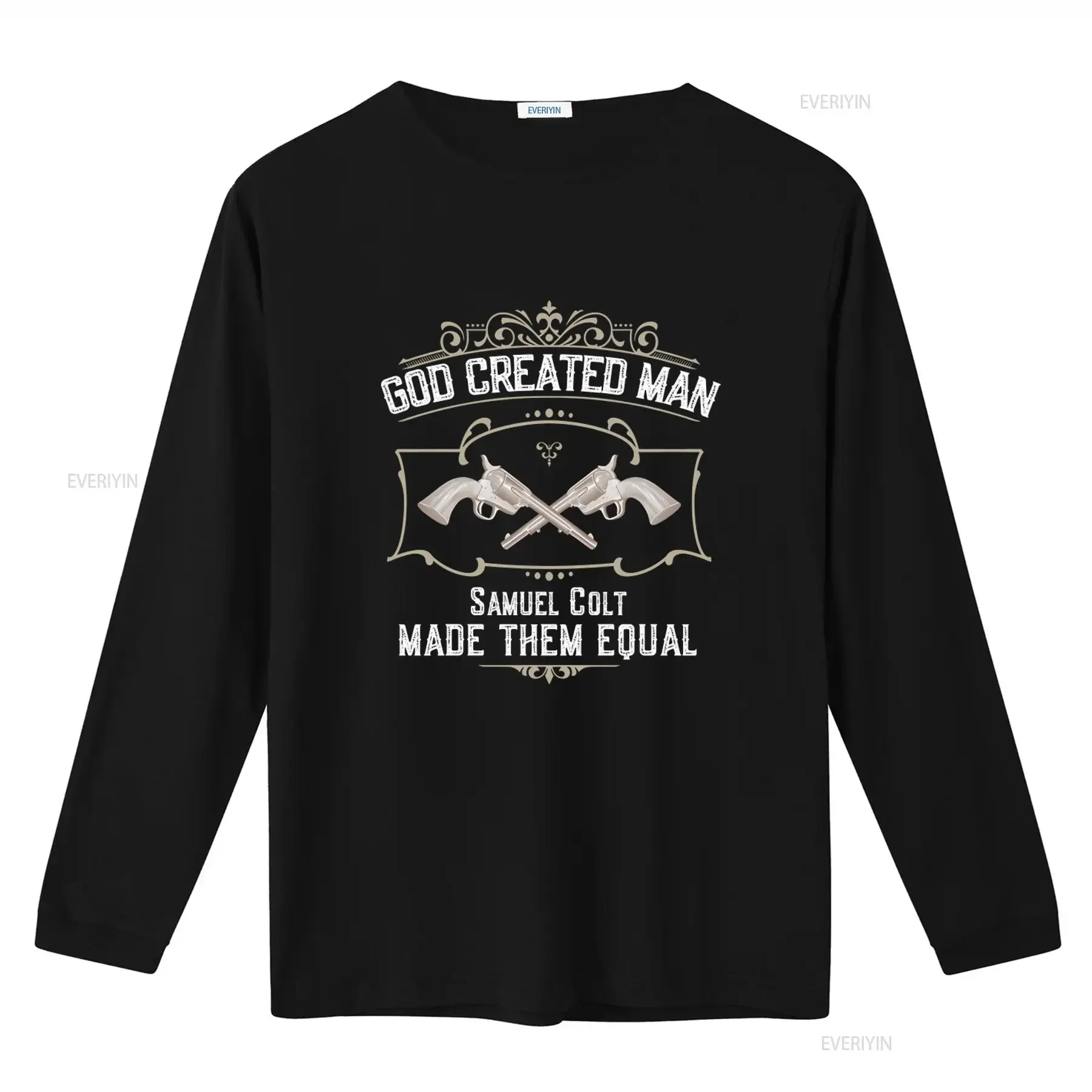 God Created Man Samuel Colt Made Them Equal Vintage Style Cowboy Revolver Print T Shirt vintage Washed Slightly Comfortable