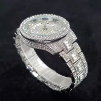 New Luxury Diamond Watch for Men Fashion Silver Stainless Steel Quartz Watches Hip Hop Bling Jewelry Date Day Clock Dropshipping - Image 4