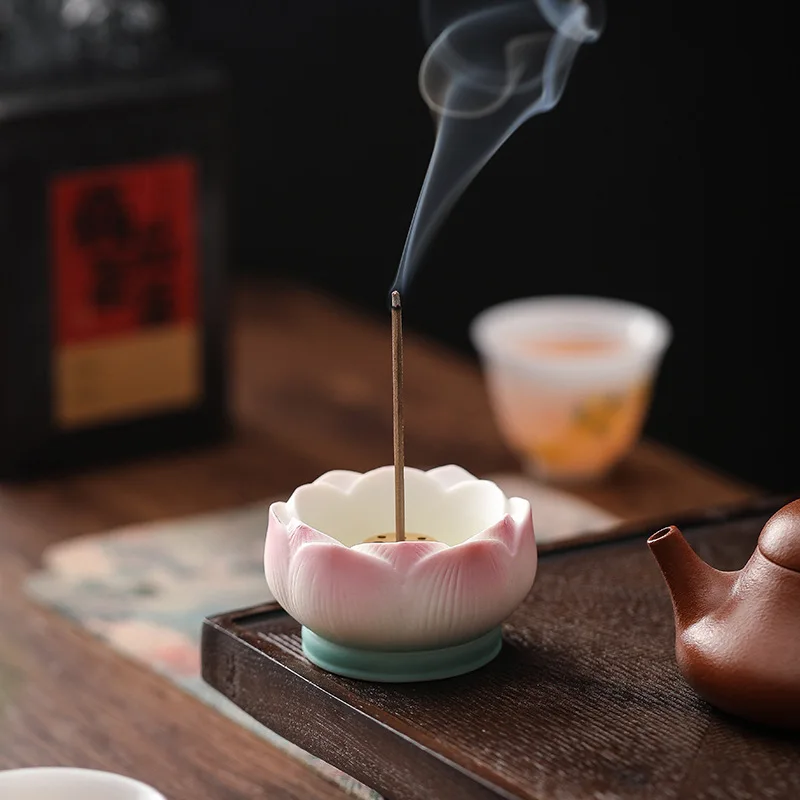 Incense Burner Household Indoor Ceramic Lotus Flower Thread Tea Road Dao Sandalwood Incense Burner
