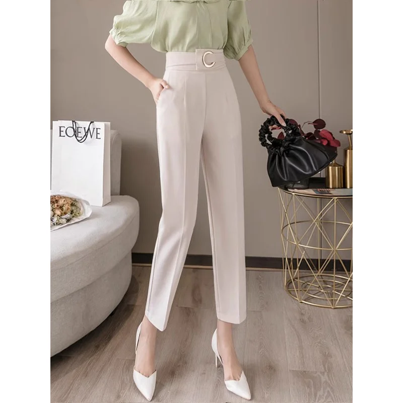 Suit Harem Pants Women's Autumn and Winter2024New High Waist Straight Pants Small Commuting Figure Flattering Casual Ankle-Lengt