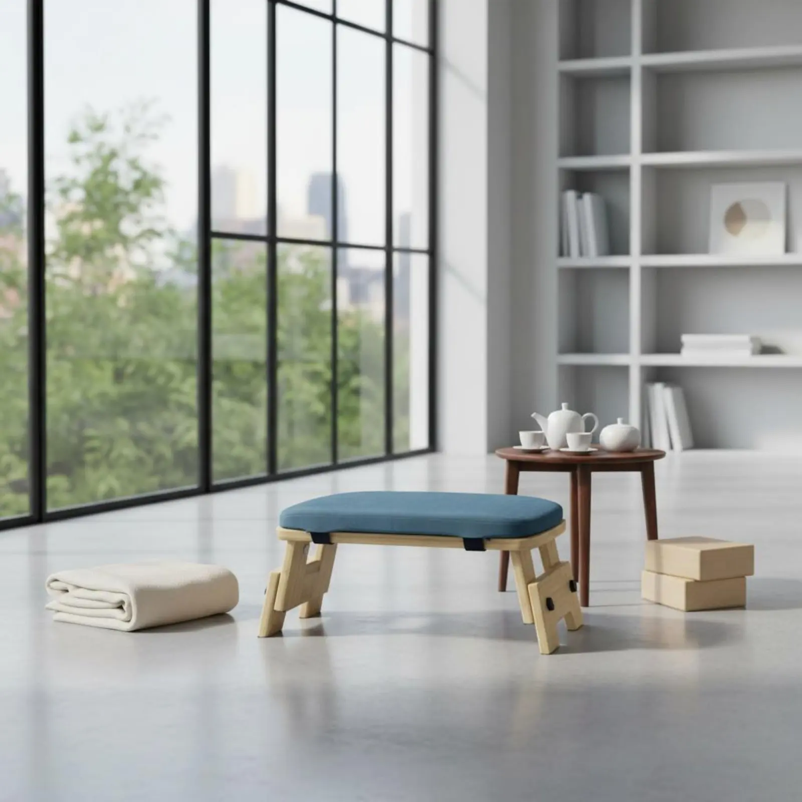 

Портативный табурет для медитации с подушкой: прочный и устойчивый, эргономичная скамья для сидения на коленях, бамбуковый табурет для медитации с подушкой для молитв