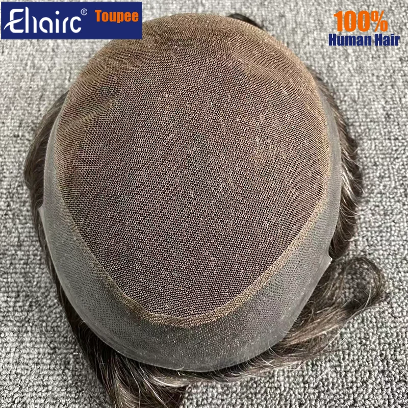 

Breathable Australia Toupee Men Swiss Lace and PU Base Wig For Men European Hair Replacement System Unit For Men Hair Prosthesis