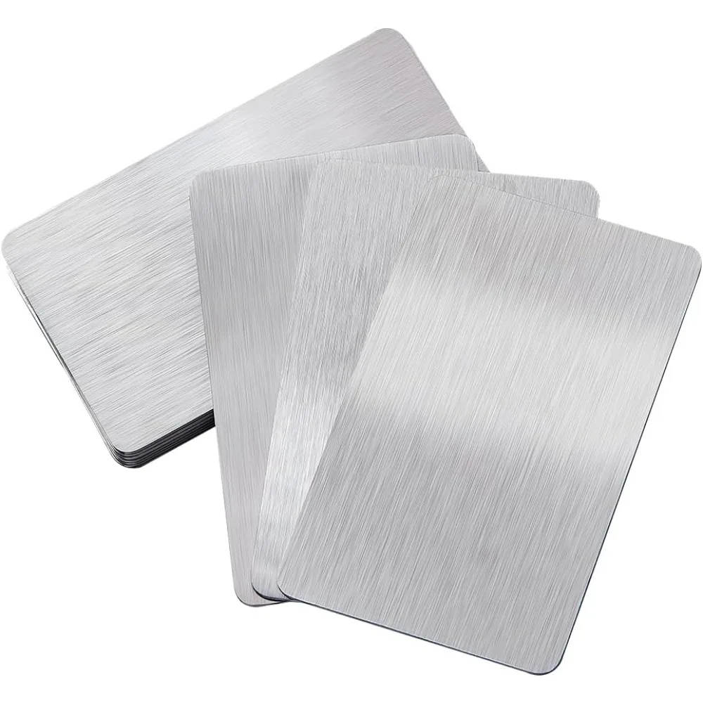 10Pcs Metal Business Cards 1mm Ultra-Thick Stainless Steel Blanks Name Cards Engraving Blanks Cards for Office Name