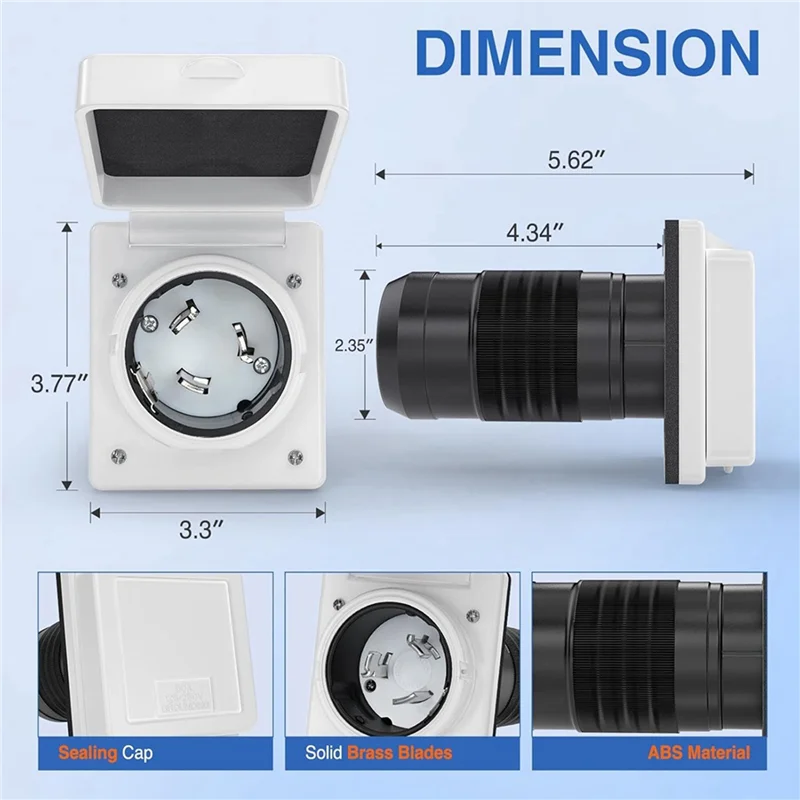 

【Ограниченный на складе!】 2X 50AMP RV Power Inlet Outlet Power Kit с защитой шнура багажника 125/250V NEMA SS2-50P SS2-50R Twist Lock